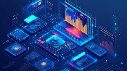 Blue Tech Finance Fintech Background