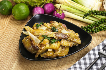 Roasted Thai eggplant with onion