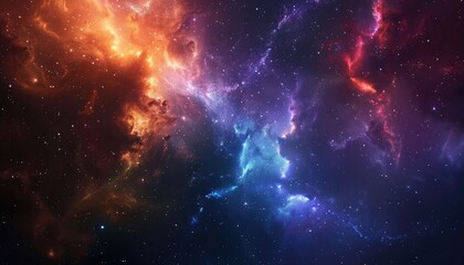 Cosmic Nebula with Swirling Colors and Scattered Stars