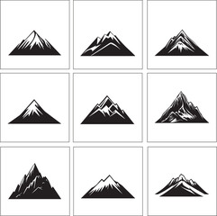 Mountain Silhouette Set, Mountain Vector Set, Mountain Clipart Set, Mountain Icon Set