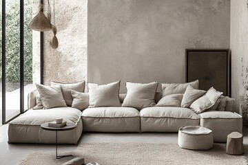 Modern Low Profile Sectional Sofa in Minimalist Living Area