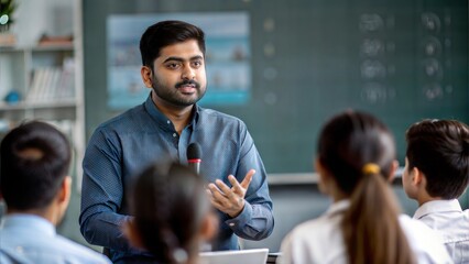 Interactive Q&A with Students – Indian speaker answering questions from the student audience.
