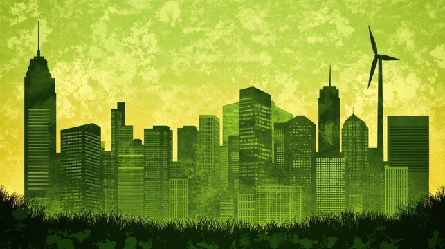 Professionals in sustainability brainstorm green energy projects to foster eco-friendly business models surrounded by technology and environmental resources