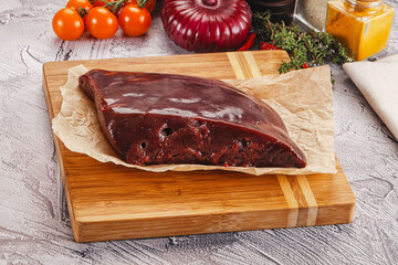 Raw beef liver for cooking