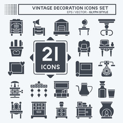 Icon Set Decoration. related to Vintage Decoration symbol. glyph style. simple illustration