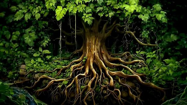 a tree with roots