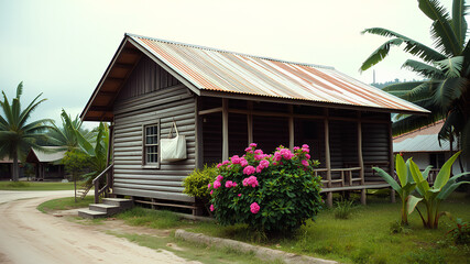 AI image generate a picture of a traditional Malay house