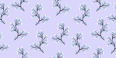 Hand drawn flowers seamless patterns  ornate spring bohemian for fabric, textiles, clothing, wrapping paper, cover, banner, interior decor, abstract backgrounds.