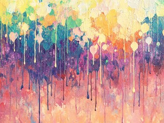 Fototapeta premium A vibrant abstract painting with colorful drips and splashes, evoking emotion and creativity.