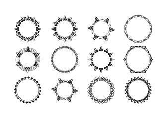 circle clipart design  with star shape in black and white