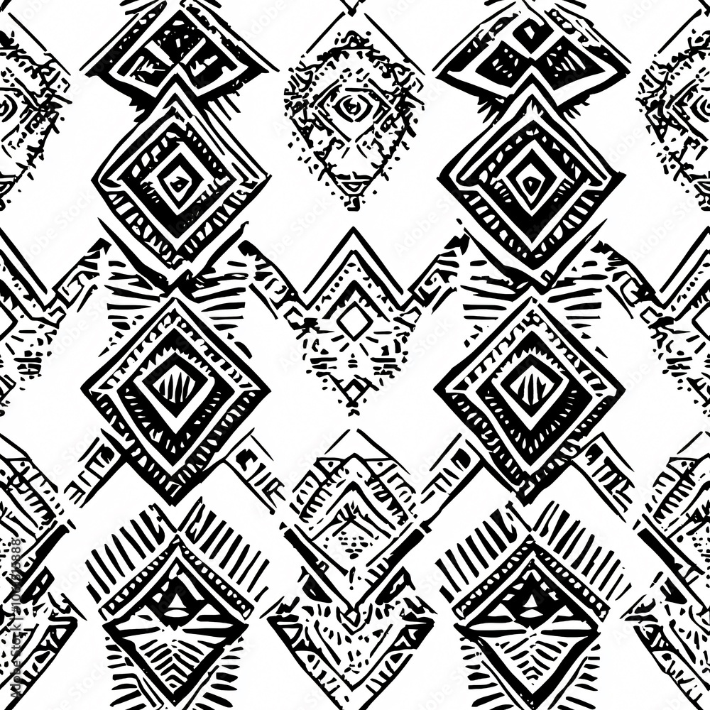 Poster tribal patterns(seamless pattern and tile image)