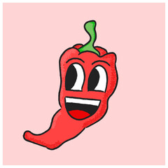 Hand drawn chili character design. cute hand drawn chili character illustration