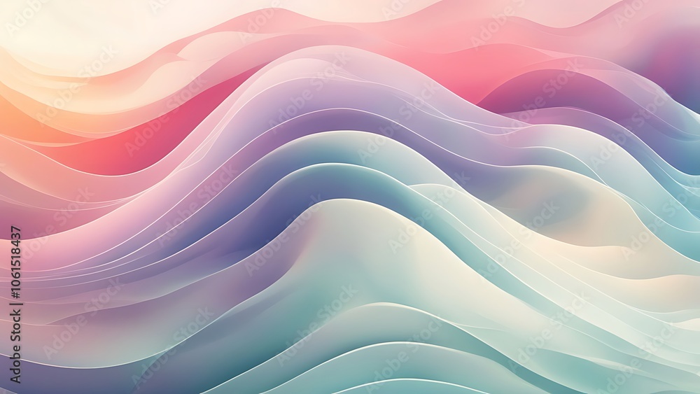 Poster abstract soft waves of color blending harmoniously