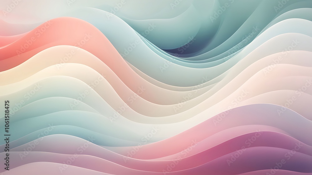 Poster abstract soft waves of color blending harmoniously