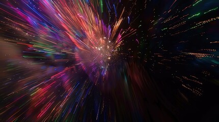 Vibrant burst of colorful fireworks exploding against dark night sky. Vibrant,celebration, festival, joy, happiness,new year, independence day,copy space,pattern,abstract