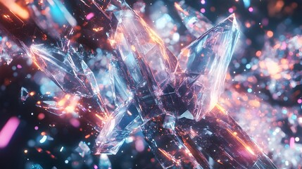 Fototapeta premium Glowing Crystalline Library of Ethereal Holographic Data Streams in Retro Futuristic Sci Fi Atmosphere