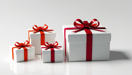 set of gift boxes with colorful ribbons, perfect for celebrations