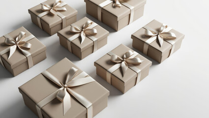 Fototapeta premium Elegant gift boxes with ribbons, perfect for any occasion