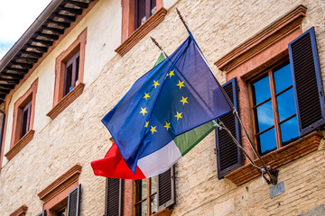 Flags of Italy and European Union © Andrzej
