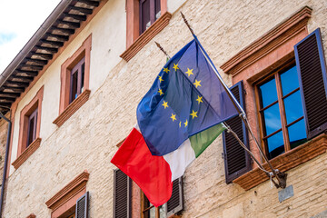Flags of Italy and European Union © Andrzej
