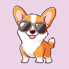 Cute Corgi with Sunglasses, Cute Corgi Vector, Cute Corgi Clipart