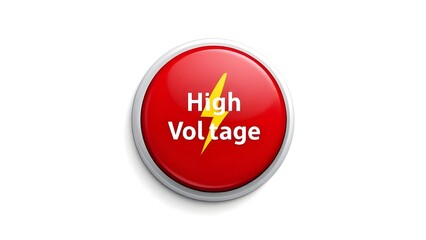 High Voltage Warning Button with Lightning Bolt Symbol - Electrical Hazard Safety Sign Design