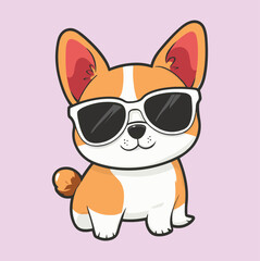 Cute Corgi with Sunglasses, Cute Corgi Vector, Cute Corgi Clipart