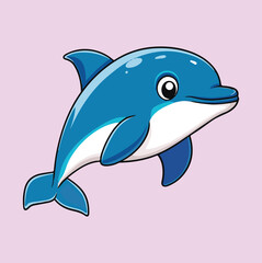 Cute Cartoon Dolphin, Cute Dolphin Vector, Cute Dolphin Clipart