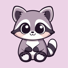 Cute Cartoon Raccoon, Cute Raccoon Vector, Cute Raccoon Clipart