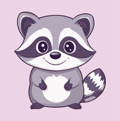 Cute Cartoon Raccoon, Cute Raccoon Vector, Cute Raccoon Clipart