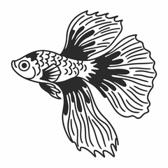 Line Art Vector Illustration of a Guppy