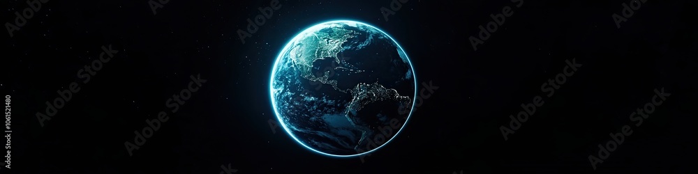 Poster global network and data connection concept. world connections on planet earth at night. earth in out