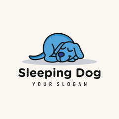 sleeping dog logo design element vector template