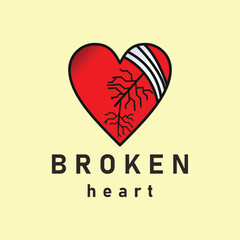 broken heart logo design element vector template