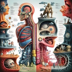 detailed illustration, comparing the human body to a finely-tuned machine. 