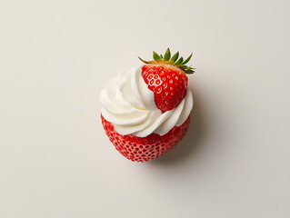 A strawberry with whipped cream, Generative AI
