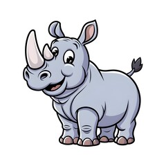 Fototapeta premium friendly Rhinoceros, cartoon style is standing happily. 