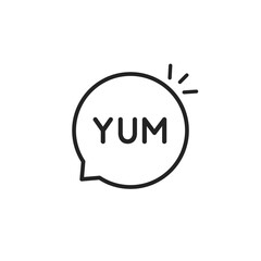 black thin line yum speech bubble icon