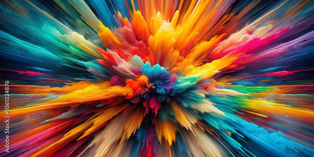 Poster vibrant close-up of color collisions in abstract art, rich textures, and dynamic patterns for stunni