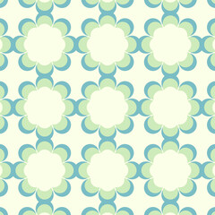 レトロポップなグリーンフラワースクエアパターン⭐︎