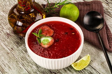 Sweet watermelon gazpacho with cucmber