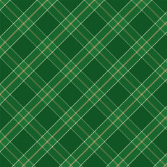 Plaid with twill weave repeat pattern.Checkered tartan gingham seamless pattern in green.Geometric graphic vector illustration background design for fabric and print.