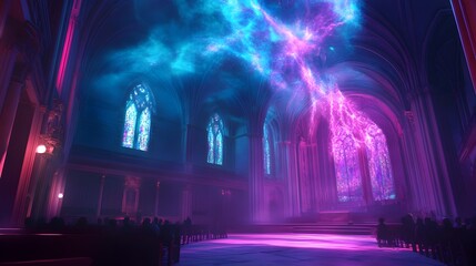 Obraz premium Empathic Resonance A Transcendent Concert Hall of Ethereal Music and Dramatic Lighting