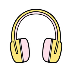 Cute Cartoon Headphones, Cute Headphones Vector, Cute Headphones Clipart