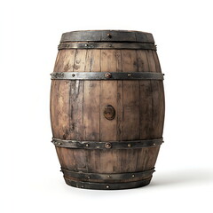 Obraz premium Wooden barrel isolated on a white background