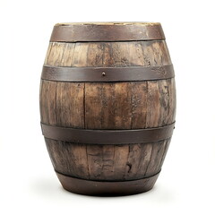 Obraz premium Wooden barrel isolated on a white background