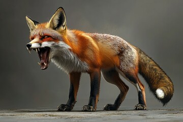 Obraz premium Red fox showing teeth and growling in wildlife scene