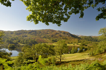 View over Rydal Water from Coffin Route path in the Lake District, Cumbria