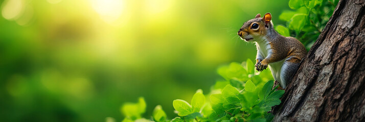 Confident Squirrel on a Tree Trunk