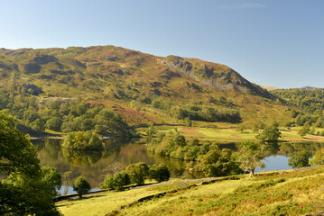 View over Rydal Water from Coffin Route path in the Lake District, Cumbria
